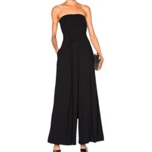 Nicholas Black Crepe Strapless Wide Leg Jumpsuit Size 4